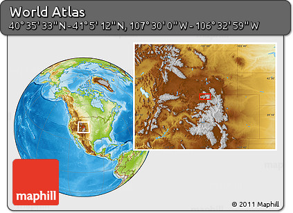 Physical Location Map of the Area around 40° 50' 23" N, 107° 1' 30" W