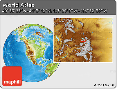 Physical Location Map of the Area around 40° 50' 23" N, 107° 1' 30" W