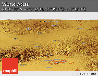 Physical 3D Map of the Area around 40° 50' 23" N, 109° 43' 29" E