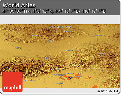 Physical 3D Map of the Area around 40° 50' 23" N, 109° 43' 29" E