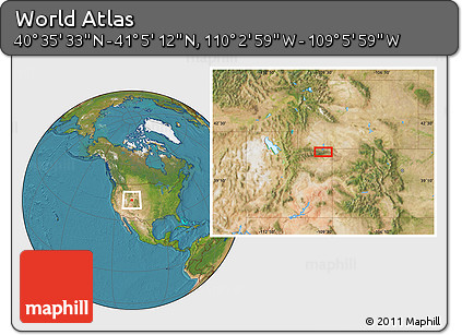 Satellite Location Map of the Area around 40° 50' 23" N, 109° 34' 29" W