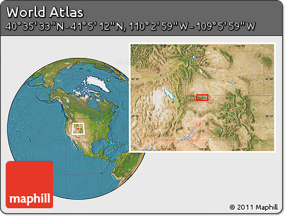 Satellite Location Map of the Area around 40° 50' 23" N, 109° 34' 29" W