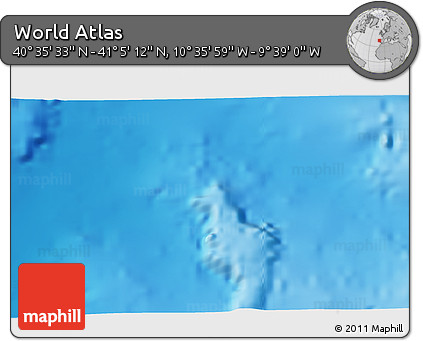 Physical 3D Map of the Area around 40° 50' 23" N, 10° 7' 30" W