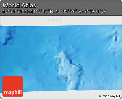 Physical 3D Map of the Area around 40° 50' 23" N, 10° 7' 30" W