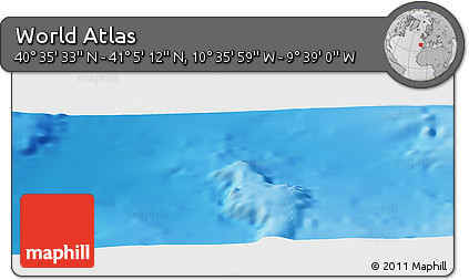 Physical Panoramic Map of the Area around 40° 50' 23" N, 10° 7' 30" W