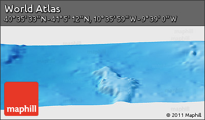 Physical Panoramic Map of the Area around 40° 50' 23" N, 10° 7' 30" W