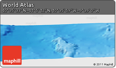 Physical Panoramic Map of the Area around 40° 50' 23" N, 10° 7' 30" W