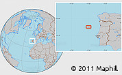 Gray Location Map of the area around 40° 50' 23" N, 10° 58' 29" W