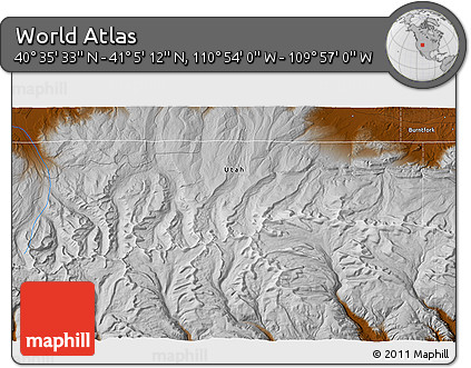 Physical 3D Map of the Area around 40° 50' 23" N, 110° 25' 30" W