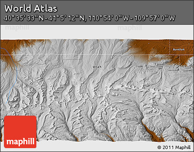 Physical 3D Map of the Area around 40° 50' 23" N, 110° 25' 30" W