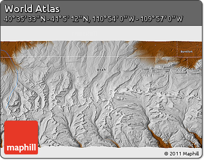 Physical 3D Map of the Area around 40° 50' 23" N, 110° 25' 30" W
