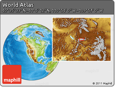Physical Location Map of the Area around 40° 50' 23" N, 110° 25' 30" W