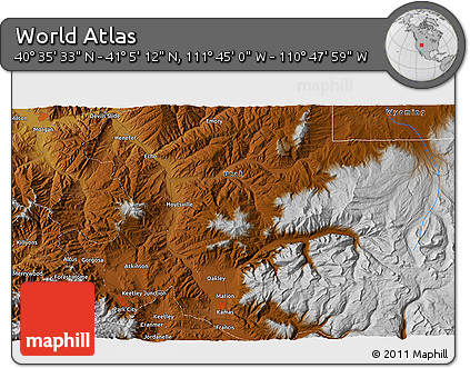 Physical 3D Map of the Area around 40° 50' 23" N, 111° 16' 30" W