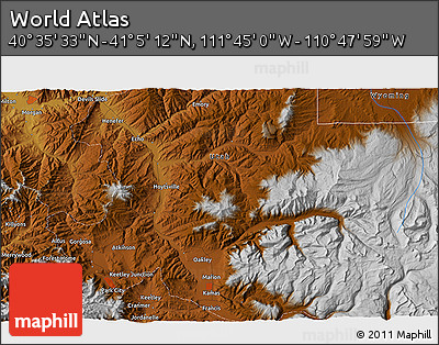 Physical 3D Map of the Area around 40° 50' 23" N, 111° 16' 30" W