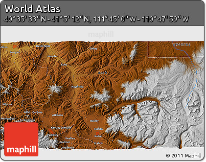 Physical 3D Map of the Area around 40° 50' 23" N, 111° 16' 30" W
