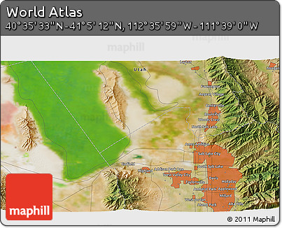 Satellite 3D Map of the Area around 40° 50' 23" N, 112° 7' 30" W