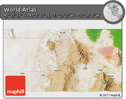 Satellite 3D Map of the Area around 40° 50' 23" N, 112° 58' 29" W