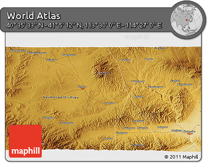 Physical 3D Map of the Area around 40° 50' 23" N, 113° 58' 29" E