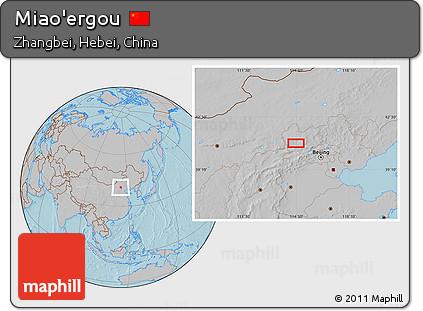 Gray Location Map of Miao'ergou, hill shading