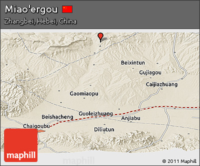 Shaded Relief Panoramic Map of Miao'ergou