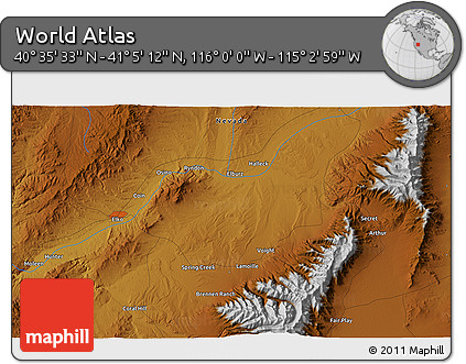 Physical 3D Map of the Area around 40° 50' 23" N, 115° 31' 30" W