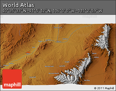 Physical 3D Map of the Area around 40° 50' 23" N, 115° 31' 30" W