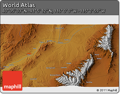 Physical 3D Map of the Area around 40° 50' 23" N, 115° 31' 30" W