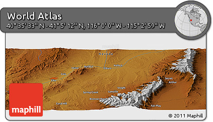 Physical Panoramic Map of the Area around 40° 50' 23" N, 115° 31' 30" W