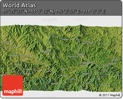 Satellite 3D Map of the Area around 40° 50' 23" N, 116° 31' 30" E