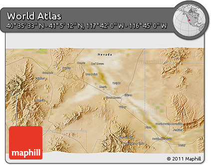 Satellite 3D Map of the Area around 40° 50' 23" N, 117° 13' 29" W