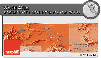 Political Panoramic Map of the Area around 40° 50' 23" N, 117° 13' 29" W