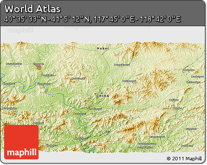 Physical 3D Map of the Area around 40° 50' 23" N, 118° 13' 29" E