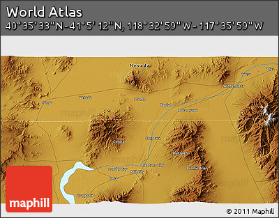Physical 3D Map of the Area around 40° 50' 23" N, 118° 4' 29" W