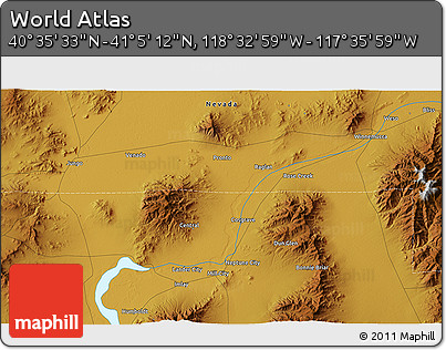Physical 3D Map of the Area around 40° 50' 23" N, 118° 4' 29" W
