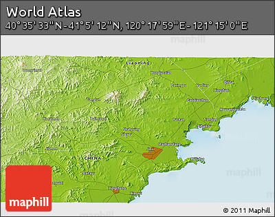Physical 3D Map of the Area around 40° 50' 23" N, 120° 46' 30" E