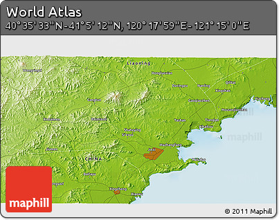 Physical 3D Map of the Area around 40° 50' 23" N, 120° 46' 30" E