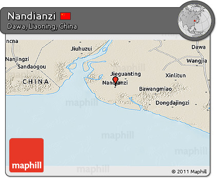 Shaded Relief Panoramic Map of Nandianzi