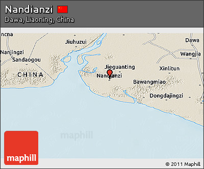 Shaded Relief Panoramic Map of Nandianzi