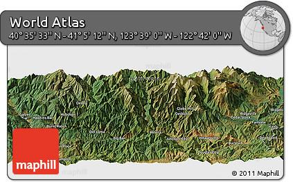 Satellite Panoramic Map of the Area around 40° 50' 23" N, 123° 10' 30" W