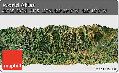 Satellite Panoramic Map of the Area around 40° 50' 23" N, 123° 10' 30" W