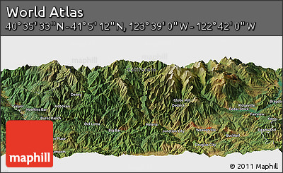 Satellite Panoramic Map of the Area around 40° 50' 23" N, 123° 10' 30" W