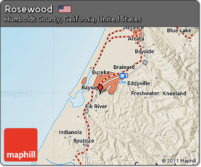 Shaded Relief Map of Rosewood