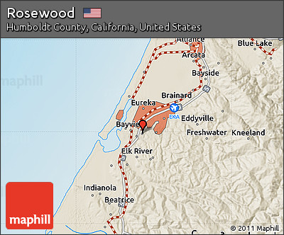 Shaded Relief Map of Rosewood
