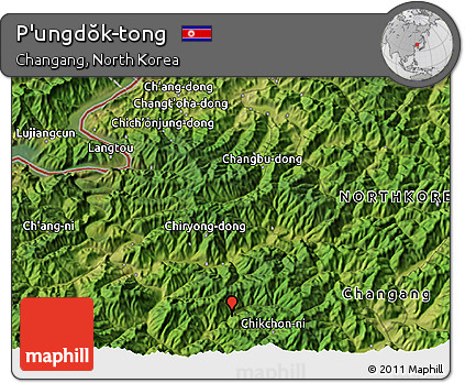Satellite 3D Map of P'ungdŏk-tong
