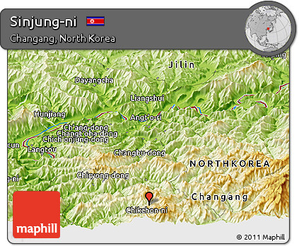 Physical Panoramic Map of Sinjung-ni