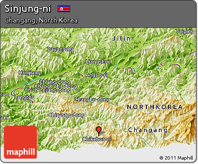Physical Panoramic Map of Sinjung-ni