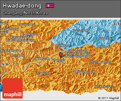 Political Panoramic Map of Hwadae-dong