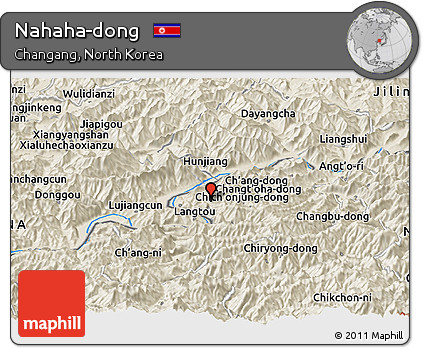 Shaded Relief Panoramic Map of Nahaha-dong