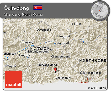 Shaded Relief Panoramic Map of Ŏsin-dong