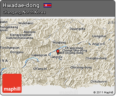 Shaded Relief Panoramic Map of Hwadae-dong